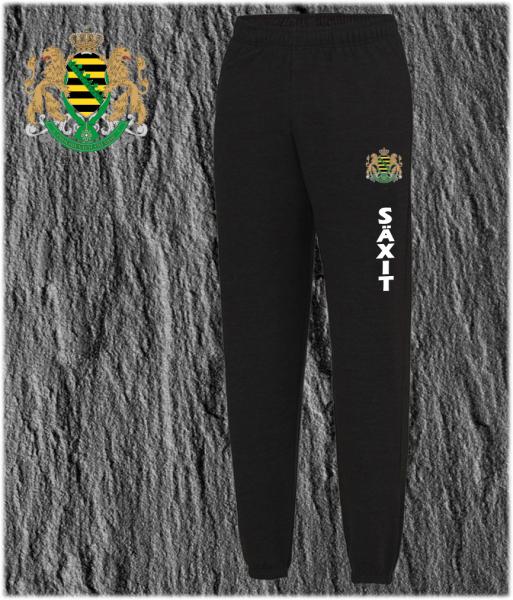 Jogginghose "Säxit" mit königlichem Sachsen-Wappen, Farbe schwarz oder grau, Größe S-XXL